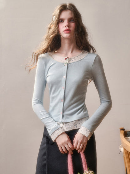 Fake Two Pieces Slim Original Printed Cardigan【s0000015332】