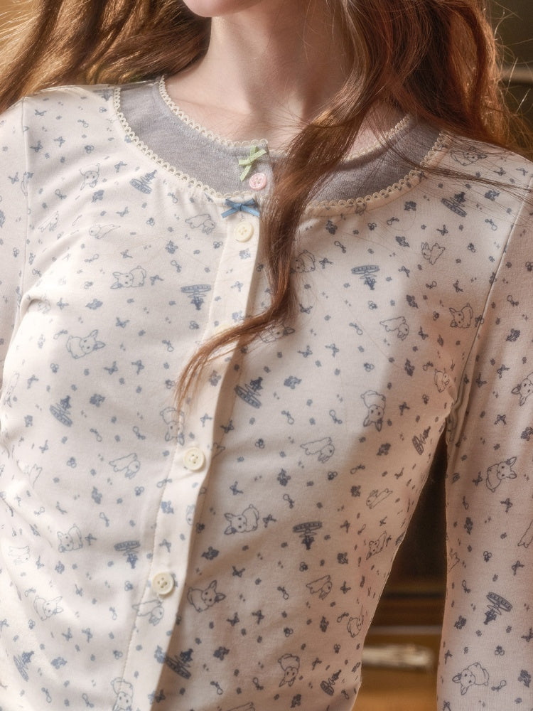 Fake Two Pieces Slim Original Printed Cardigan【s0000015332】