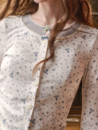 Fake Two Pieces Slim Original Printed Cardigan【s0000015332】