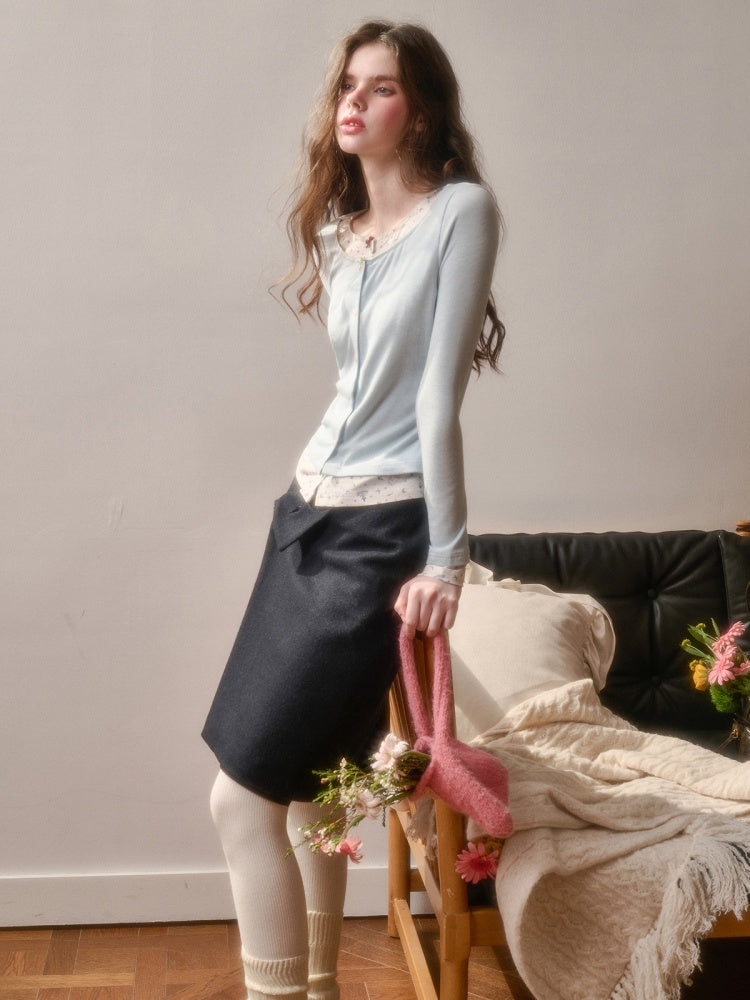 Fake Two Pieces Slim Original Printed Cardigan【s0000015332】