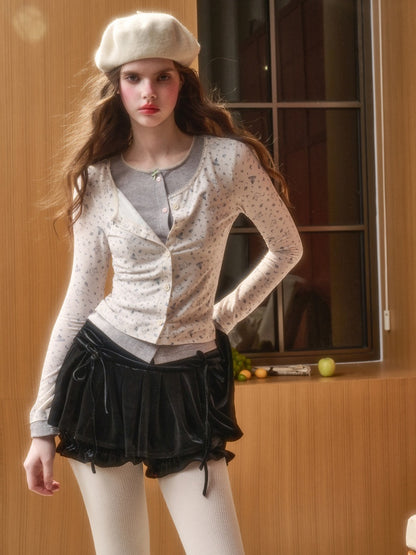 Fake Two Pieces Slim Original Printed Cardigan【s0000015332】