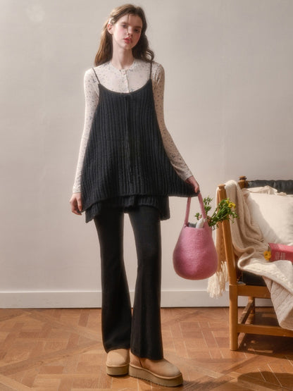 Wool Fluffy Comfortable Retro Elegant Lazy Doll Skirt Lace Dress Pants【s0000015337】