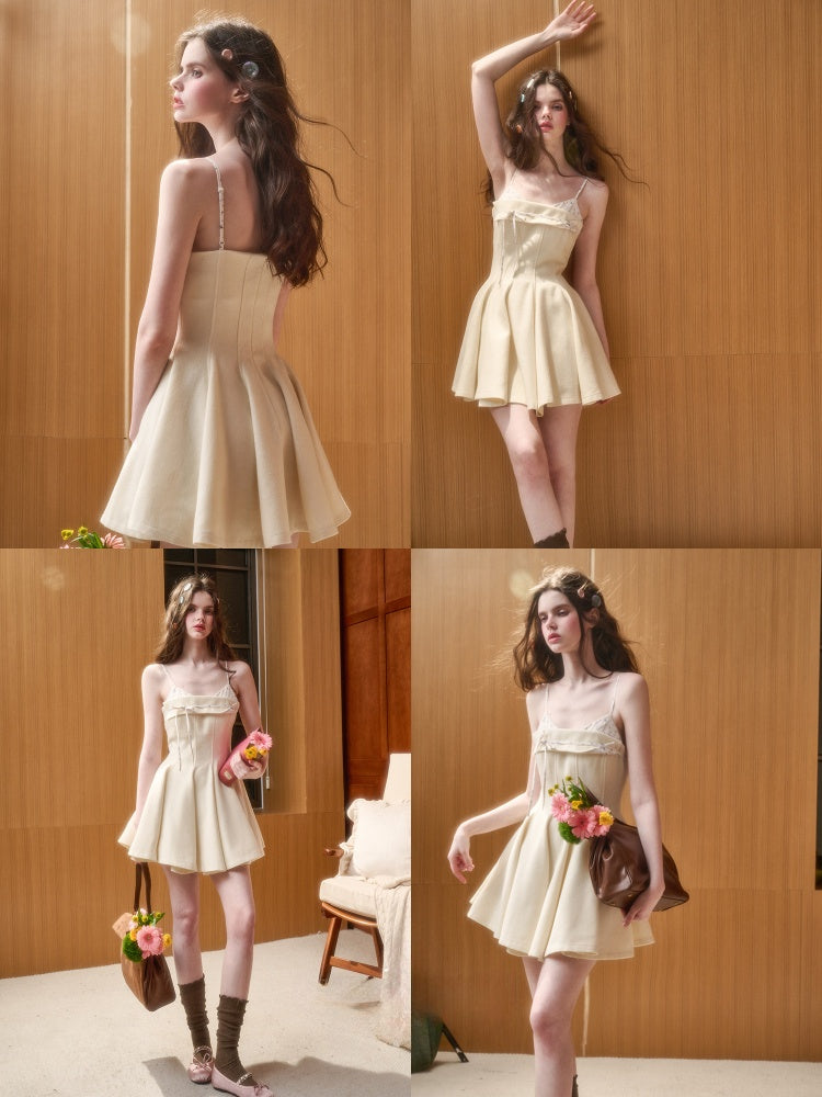 Wool Comfortable Puffy Suspender Dress【s0000015340】