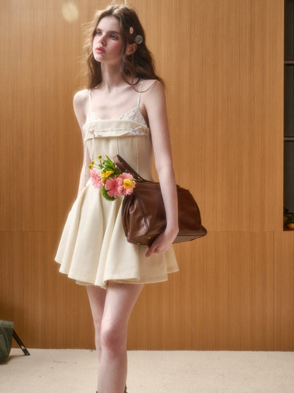 Wool Comfortable Puffy Suspender Dress【s0000015340】