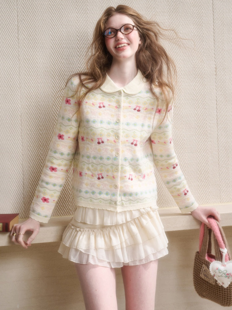 Rainbow Fair Isle Comfortable Warm Fabric Soft Jacket【s0000015341】