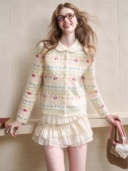Rainbow Fair Isle Comfortable Warm Fabric Soft Jacket【s0000015341】