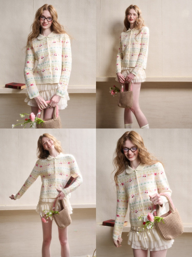 Rainbow Fair Isle Comfortable Warm Fabric Soft Jacket【s0000015341】