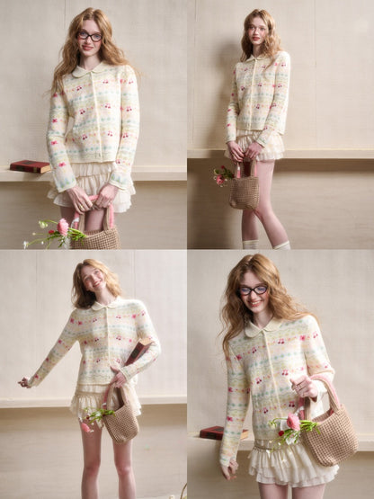 Rainbow Fair Isle Comfortable Warm Fabric Soft Jacket【s0000015341】