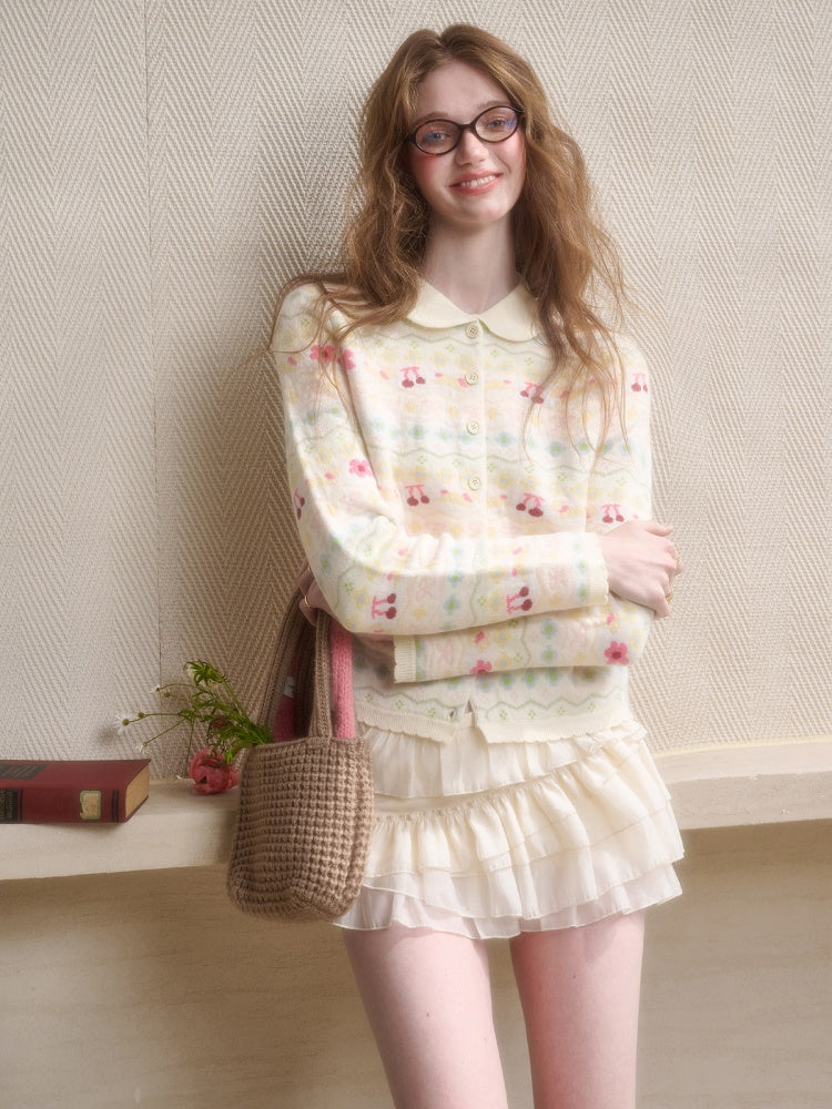 Rainbow Fair Isle Comfortable Warm Fabric Soft Jacket【s0000015341】