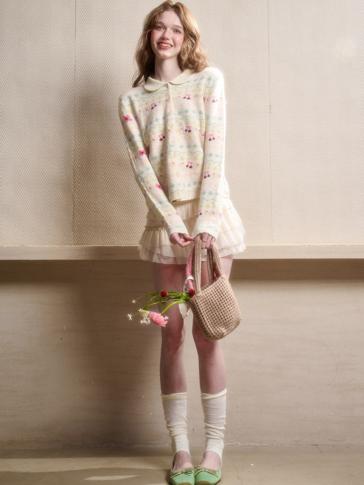 Rainbow Fair Isle Comfortable Warm Fabric Soft Jacket【s0000015341】