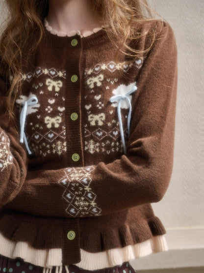 Little Rabbit Warm Cardigan & Polka Dot Skirt【s0000015342】