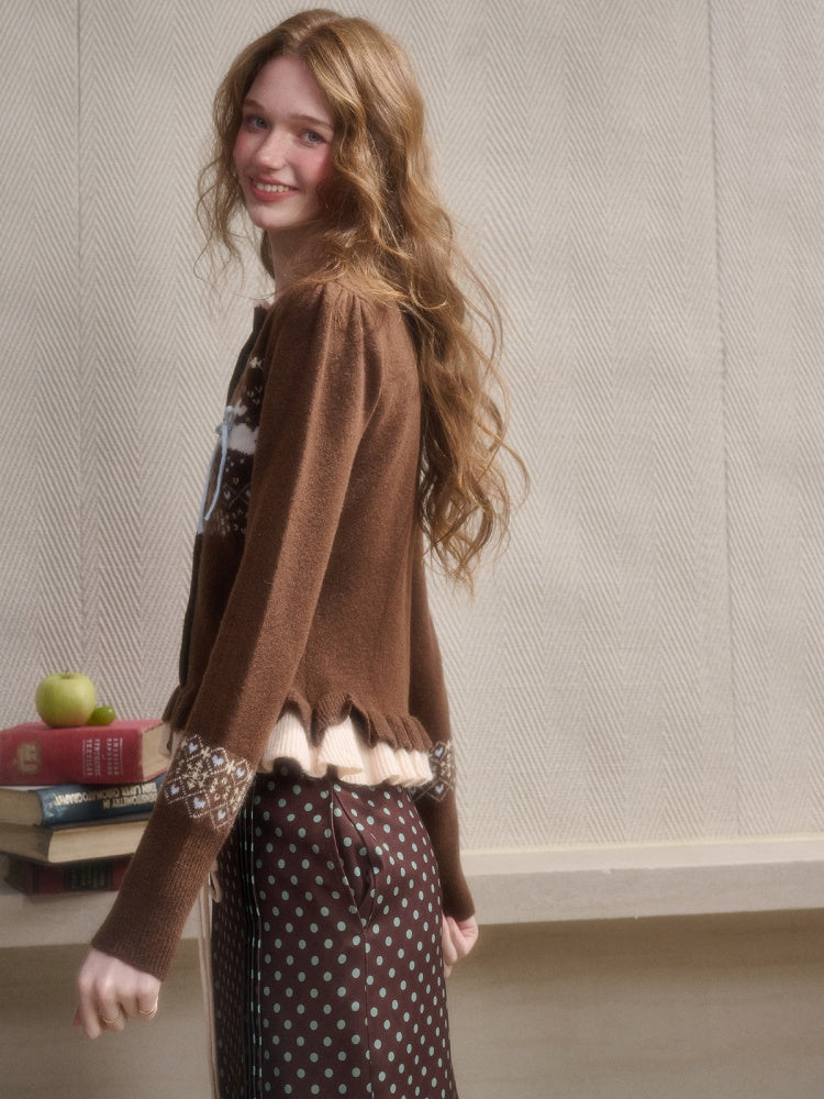 Little Rabbit Warm Cardigan & Polka Dot Skirt【s0000015342】