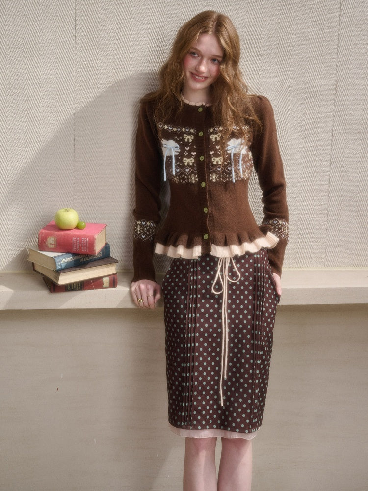 Little Rabbit Warm Cardigan & Polka Dot Skirt【s0000015342】