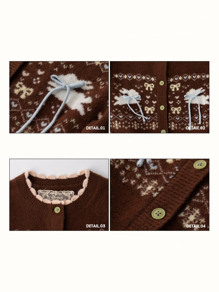 Little Rabbit Warm Cardigan & Polka Dot Skirt【s0000015342】