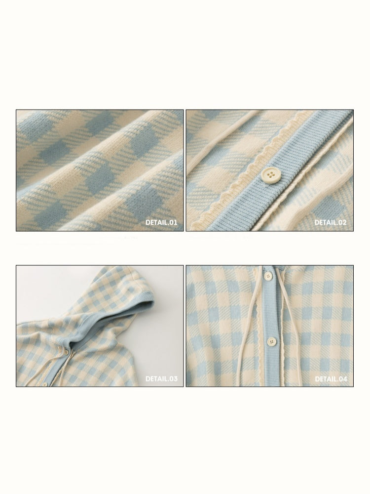 Blue Plaid Zip Jacket & Pleats Skirt【s0000015344】