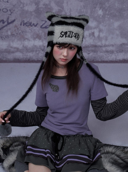 Wings Striped Long Sleeve Fake Two-Piece T-Shirt【s0000015347】