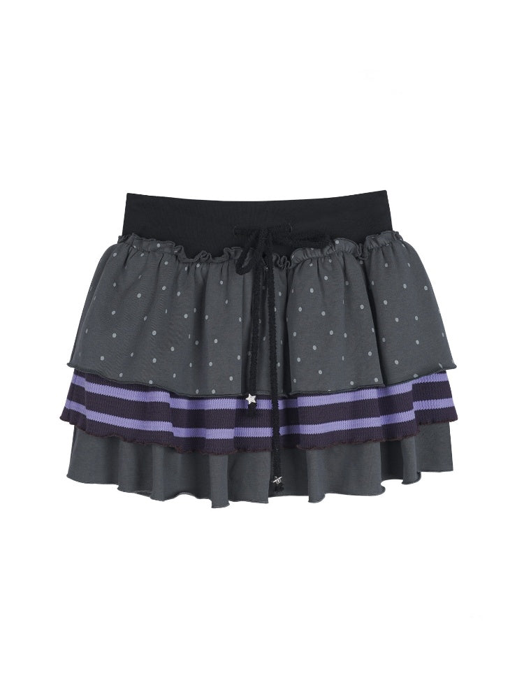 Polka Dot Striped Three-Layer Cake Skirt【s0000015348】