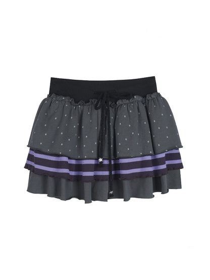 Polka Dot Striped Three-Layer Cake Skirt【s0000015348】
