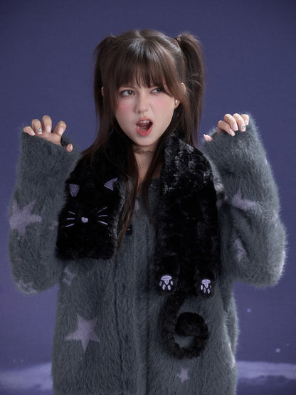 Cute Little Night Cat Warm Fur Tippet【s0000015349】