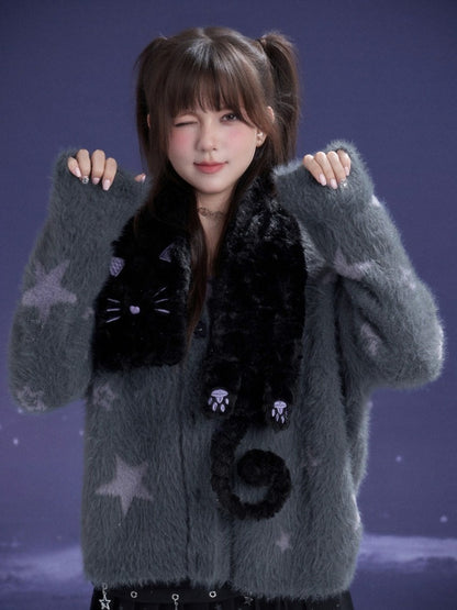 Cute Little Night Cat Warm Fur Tippet【s0000015349】