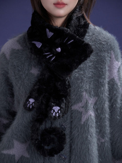 Cute Little Night Cat Warm Fur Tippet【s0000015349】