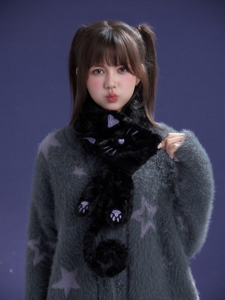 Cute Little Night Cat Warm Fur Tippet【s0000015349】