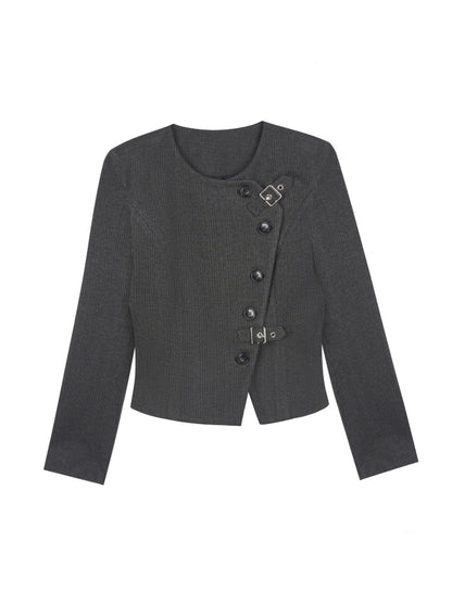 Tweed Diagonal Placket Suit Short Jacket【s0000015350】