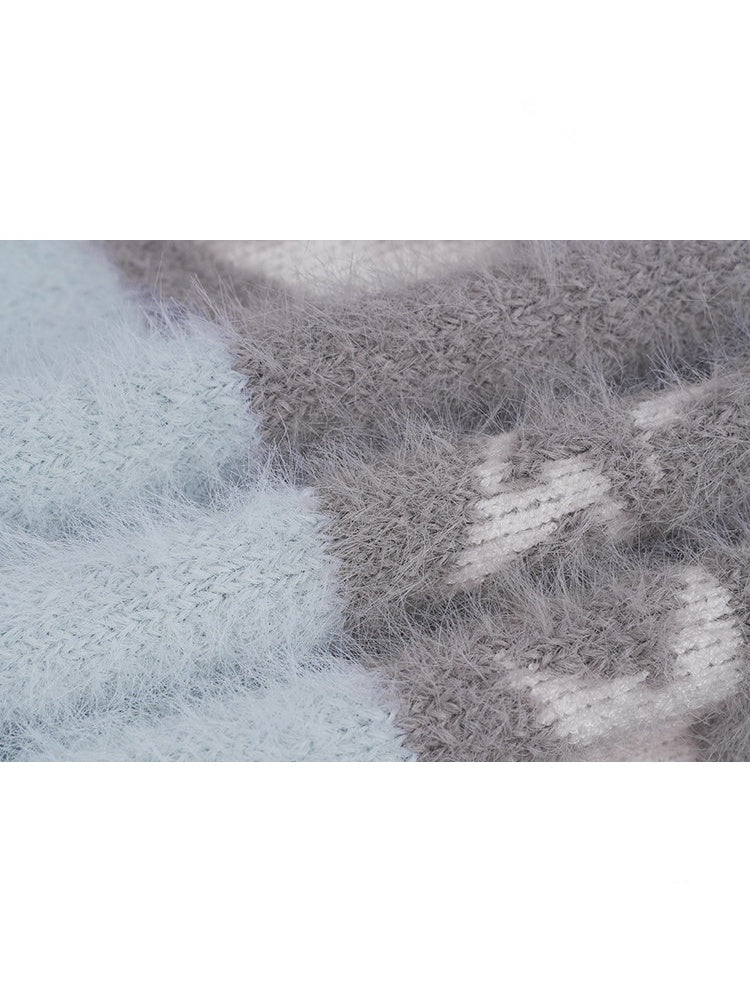 Pom-Pom Fur Hood Striped Star Zip Loose Large Cardigan【s0000015351】
