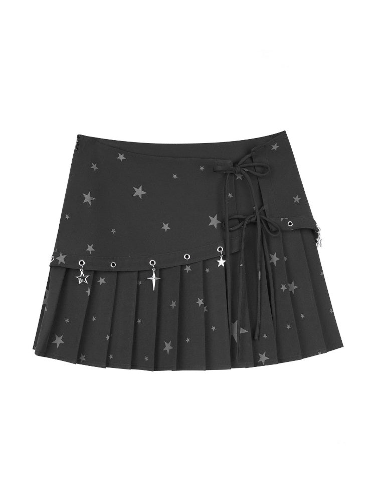 Y2K Star Metal Pendant Pleated Short Skirt【s0000015356】