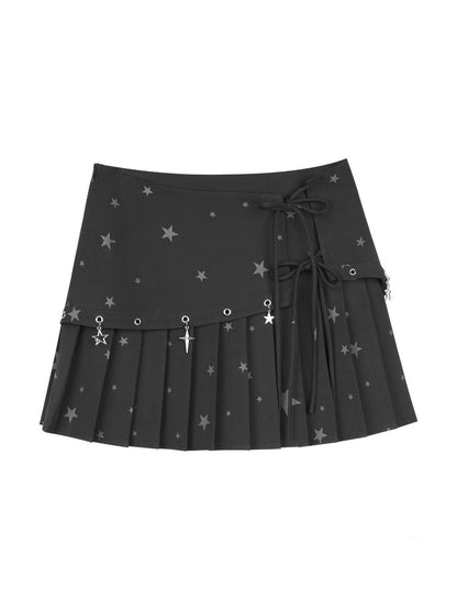 Y2K Star Metal Pendant Pleated Short Skirt【s0000015356】
