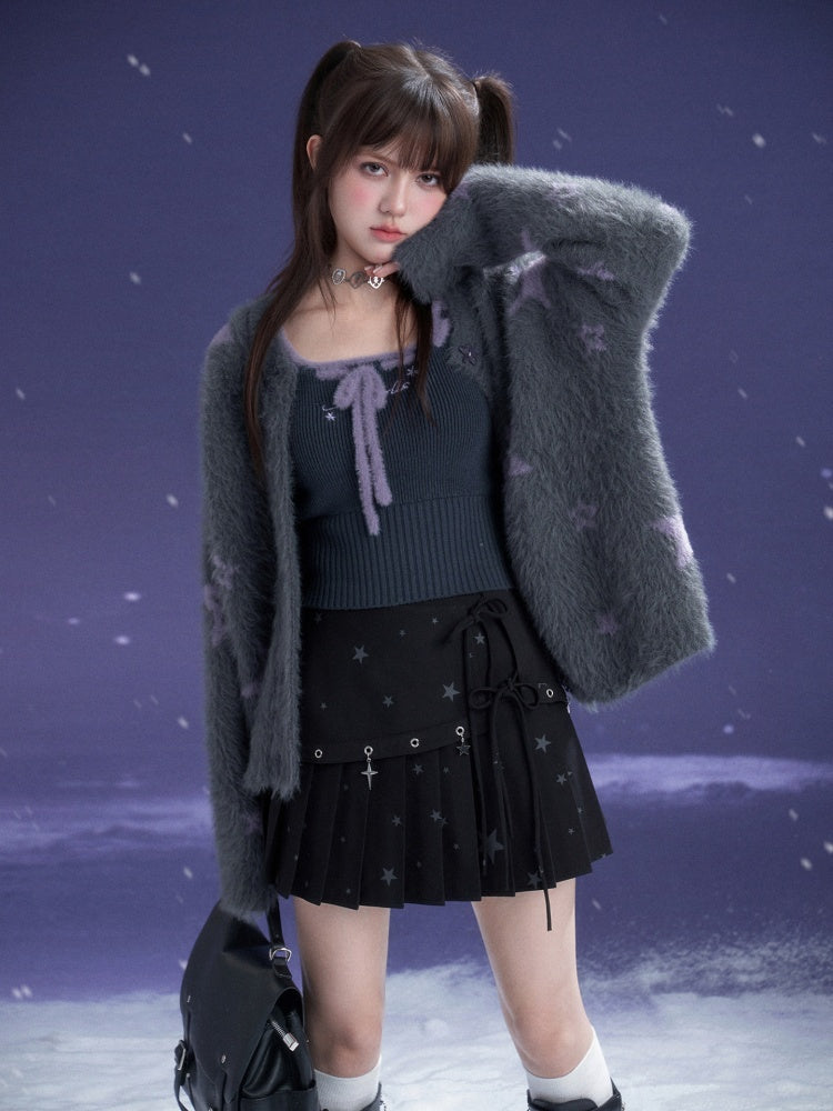 Y2K Star Metal Pendant Pleated Short Skirt【s0000015356】