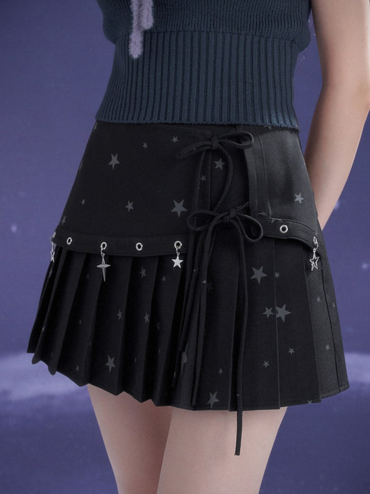 Y2K Star Metal Pendant Pleated Short Skirt【s0000015356】