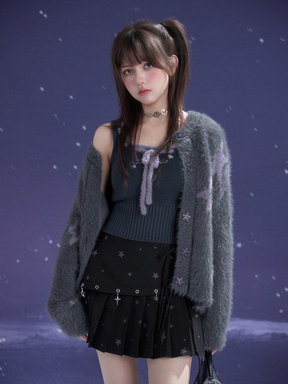 Y2K Star Metal Pendant Pleated Short Skirt【s0000015356】