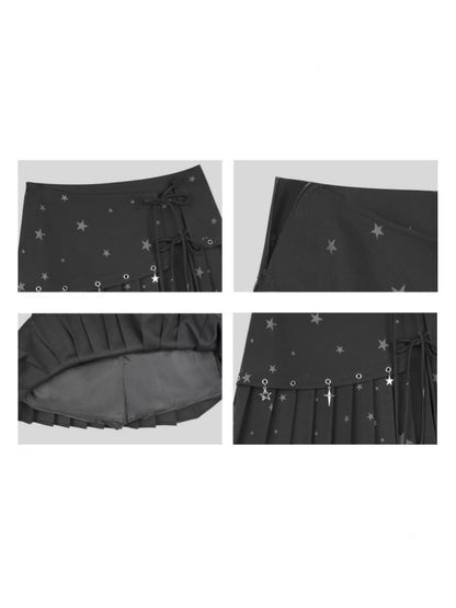 Y2K Star Metal Pendant Pleated Short Skirt【s0000015356】