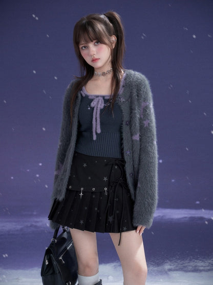 Y2K Star Metal Pendant Pleated Short Skirt【s0000015356】