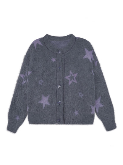 Star Imitation Mink Vest Cardigan Plush Two-Piece Set【s0000015357】