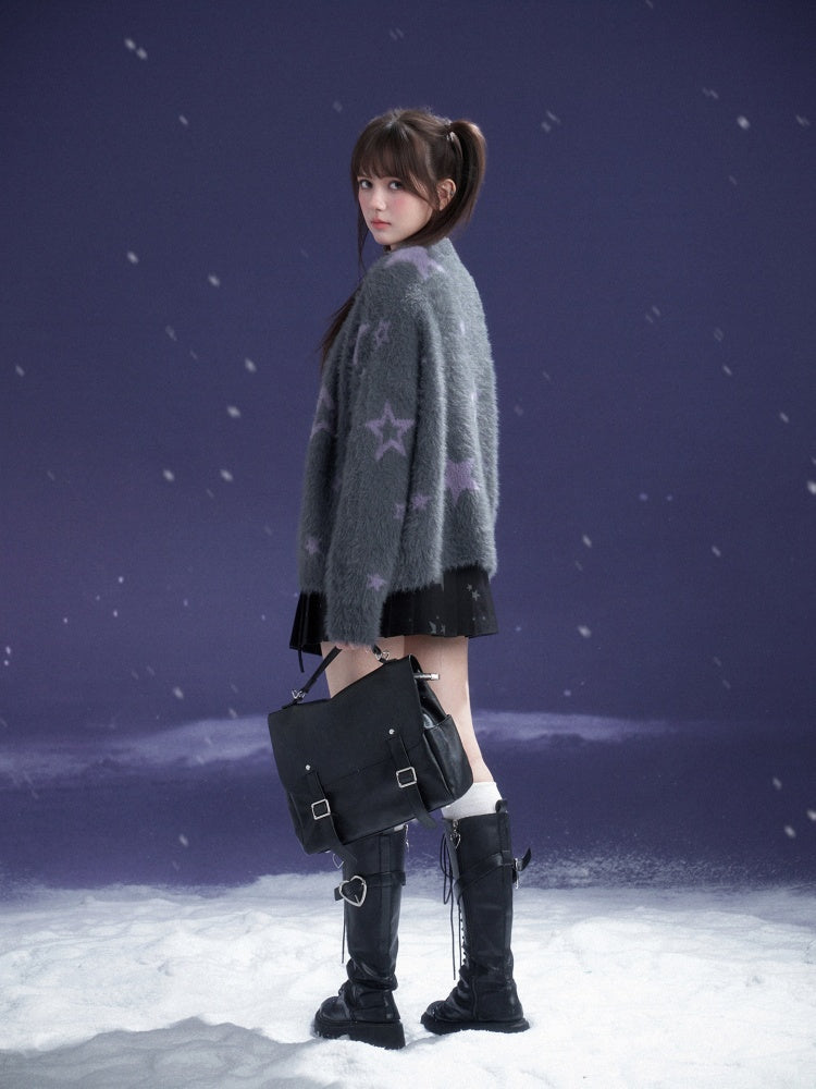 Star Imitation Mink Vest Cardigan Plush Two-Piece Set【s0000015357】