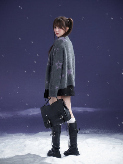 Star Imitation Mink Vest Cardigan Plush Two-Piece Set【s0000015357】