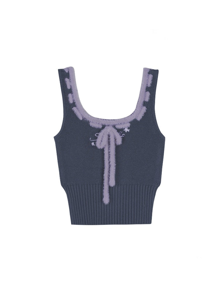 Star Imitation Mink Vest Cardigan Plush Two-Piece Set【s0000015357】