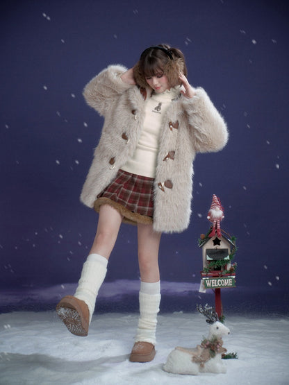 Warm Bear Sailor Collar Eco-Friendly Fur Padded Long Jacket With Bow Tie【s0000015358】