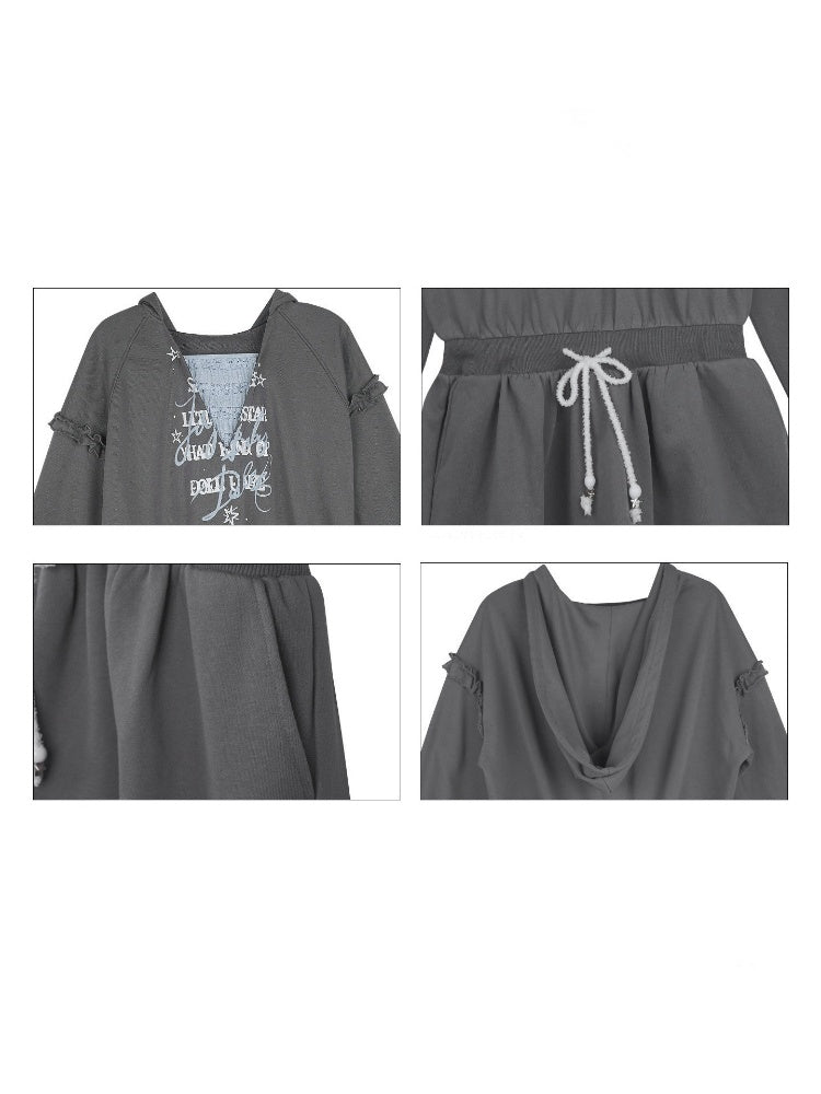 Winter Night Lake Hooded Sweat Loose Dress【s0000015360】