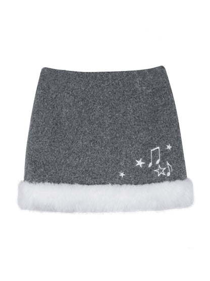 First Snow Meets Notes Snow Melt Wool Short Skirt【s0000015361】
