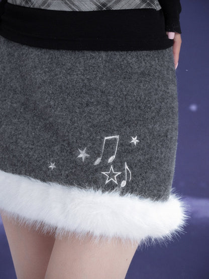 First Snow Meets Notes Snow Melt Wool Short Skirt【s0000015361】