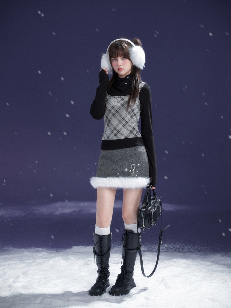 First Snow Meets Notes Snow Melt Wool Short Skirt【s0000015361】