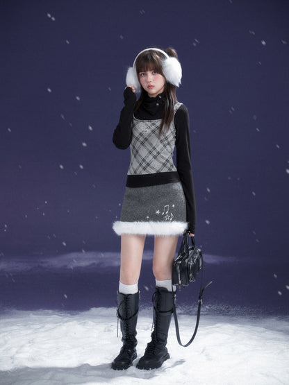 First Snow Meets Notes Snow Melt Wool Short Skirt【s0000015361】