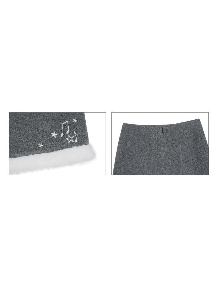 First Snow Meets Notes Snow Melt Wool Short Skirt【s0000015361】