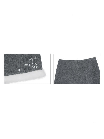 First Snow Meets Notes Snow Melt Wool Short Skirt【s0000015361】