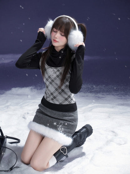 First Snow Meets Notes Snow Melt Wool Short Skirt【s0000015361】