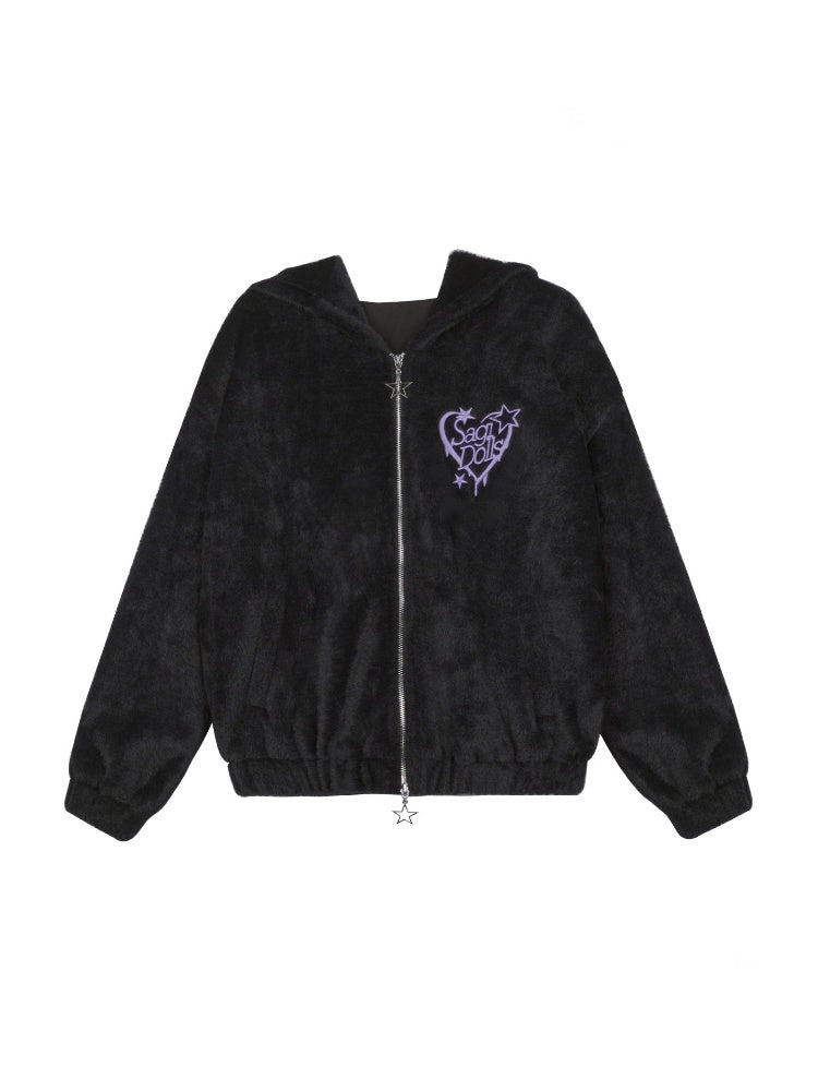 Spirit Handsome Street  Embroidery Environmentally Friendly Fur Fleece Jacket【s0000015363】