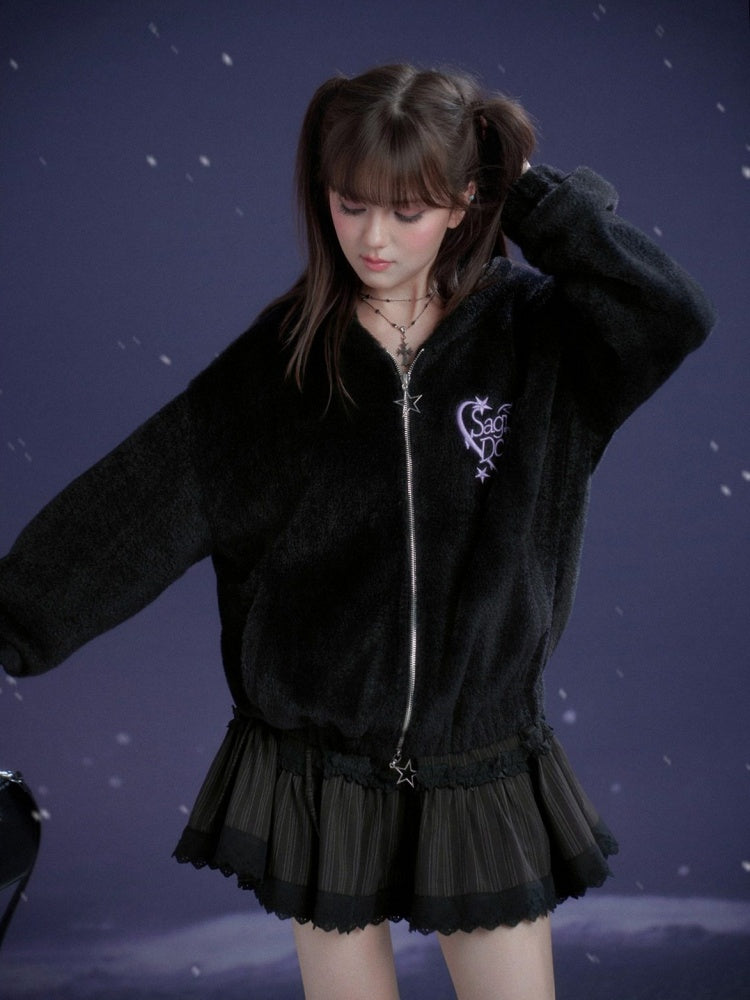 Spirit Handsome Street  Embroidery Environmentally Friendly Fur Fleece Jacket【s0000015363】